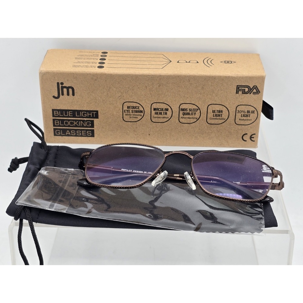 JM Aviator‎ Blue Light Blocking Glasses, Square Eye Protection Copper/Gunmetal